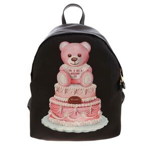 NWT MOSCHINO Cake Teddy Bear Logo Black Printed Shell Nylon Unisex Backpack